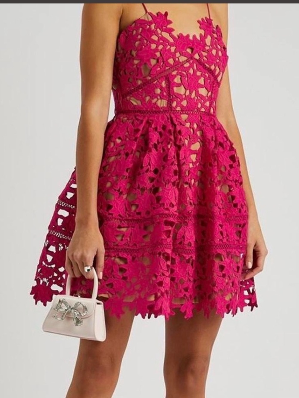 Self portrait brand new Fuchsia Lace Mini Dress